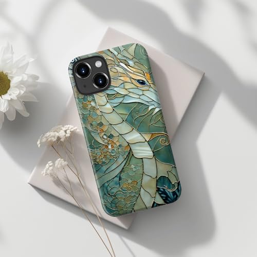 Image of Goodon for iPhone 15 Plus Case Cute - Wireless Charging Compatible - Dual-Layer Hard Shell + Silicone Cover - Protective Phone Case with Trendy Designs for Women - an Abstract Dragon