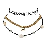 Lux Accessories Hippie Peavey Choker Set (3PC)
