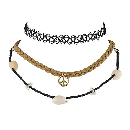LUX ACCESSORIES Hippie Peavey Choker Set (3pc)