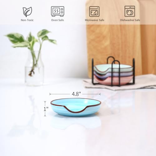 Selamica Ceramic Spoon Rest with Holder, 4.8 Inch Spoon Rest for Stove Top, Spoon Holder for Kitchen Counter, Coffee Spoon Holder, Utensil Rest for Cooking, Ladles, Tong, Set of 4, Gradient Color by Selamica - Image 3