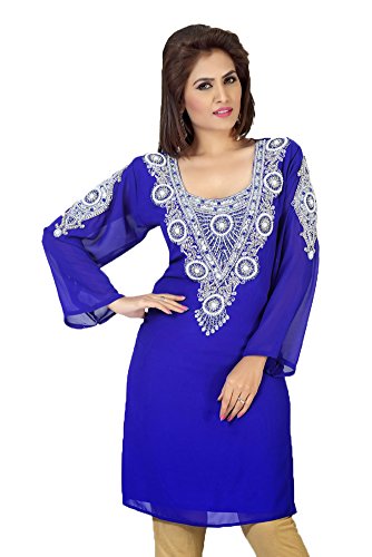 Kaftans pour plage Kkpf17173 bleu d'une finition soignée pour femme élégante