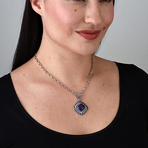 Carolyn Pollack Sterling Purple Quartzite Gemstone Pendant Enhancer #TOP1