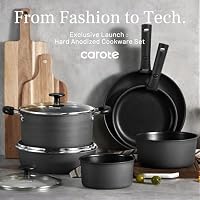 CAROTE 20pcs 4-Ply Premium Hard Anodized Pots and Pans Set Non Stick with Detachable Handle, Dishwasher/Oven Safe, RV Kitchen Cookware Set Nonstick, Induction Cookware, Large Capacity Pans and Pot Set — image 7