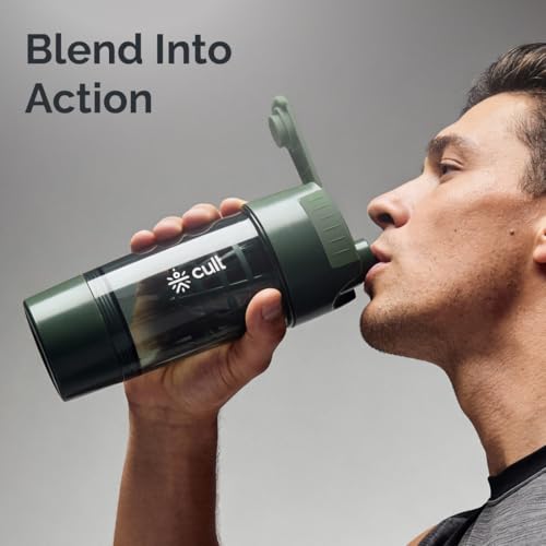 Image of CULT Cyclone Shaker Bottle 500ml | Shaker for Gym & Leakproof Gym Sipper Bottle for Men & Women | Premium Protein Mixer for Whey Protein, Pre Workout & BCAAs (Army Green)