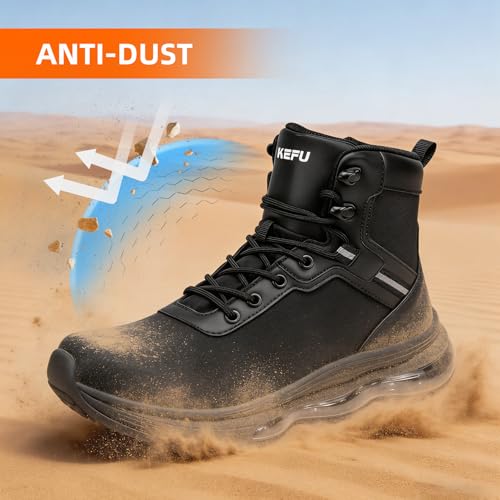 Image of Military Tactical Boots Men Wide Waterproof 6 Inches | Non Slip Side-Zip Combat Hiking Work Boots Lightweight Durable