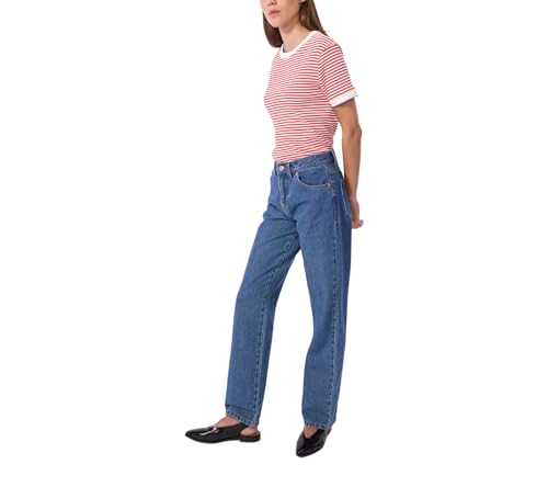 Tee-Shirt Femme en Coton Manches Courtes à Rayures