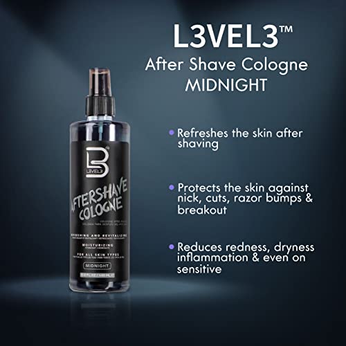L3 Level 3 After Shave Spray Cologne - Softens Skin - Refreshes and Relieves Face and Skin - Styling Powder Included (Midnight)
