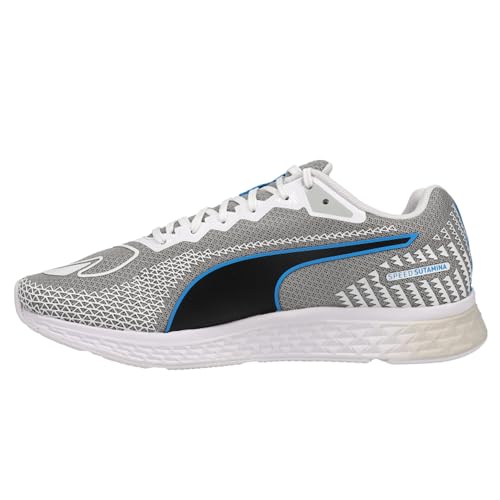 PUMA PUMA mens Speed Running Shoe, Puma White-nrgy Blue, 8.5 US