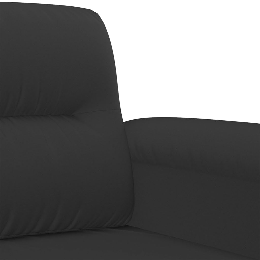 3-TLG. Polstergarnitur mit Ecksofa Schlafsofa und Ottomane in Schwarz Mikrofasergewebe für Wohnzimmer, Gästeraum, Jugendzimmer mit Stauraum, Relaxfunktion, Platzsparend, ausziehbar