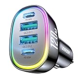 JOYROOM シガーソケット 車載充電器 【QC+PD 120Ｗ 4ポート急速充電】 カーチャージャー 小型カー充電器 スマホ充電器 しがーソケット iPhone Sony Google Sharp Oppo iPad Macbook等各機器対応 LED付 オート電圧測定 スマート識別