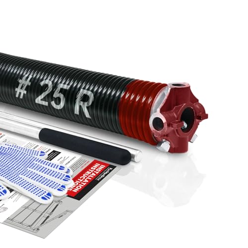 KaiMinDogz Right Hand Wind (Red Cone) 2" Garage Door Torsion Spring with Non-Slip Winding Bars & Gloves, Electrophoresis Black Coated, for Replacement, MIN 16,000 Cycles (0.225x2"x25") by KaiMinDogz - Used condition - US$61.19