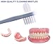 OASISGUEST Denture Cleaning Brush Set, T-Shaped Special Toothbrush, Hard Toothbrush, for Denture Care (Blue, Red, White, 3 Count (Pack of 1))