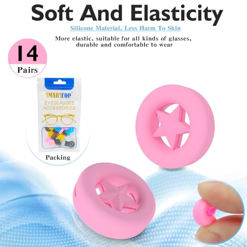 SMARTTOP Glasses Ear Grips 16 Pairs Eyeglass Temple Tip Sleeve Holder,Eyeglasses Ear Hooks Comfort Anti-Slip For Kids and Adults Sunglasses, Reading Glasses Sport Eyewear (S22-Star)