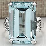 Sumanee Vintage Women 925 Silver Aquamarine Gemstone Ring Wedding Jewelry Size 6-10 (7)