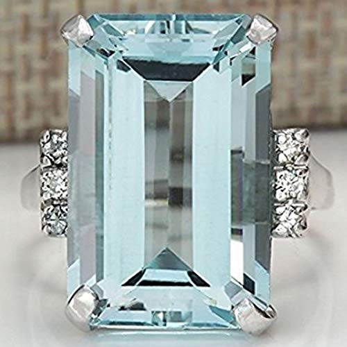 Sumanee Vintage Women 925 Silver Aquamarine Gemstone Ring Wedding Jewelry Size 6-10 (7)