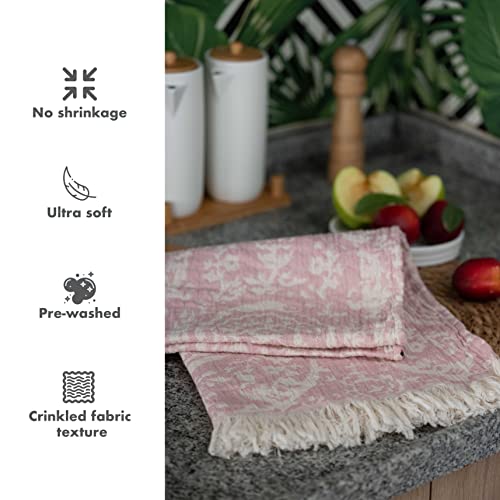 Fe&Ze Turkish Hand Towels With Hanging Loop, 22 X 36 In, 100% Cotton Kitchen Towels Decorative Set Of 2, Cotton Candy Pink Towels For Bathroom #TOP3