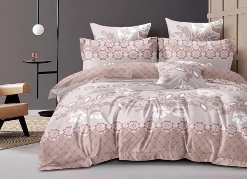 Image of Premium 5-Piece Bedding Set | King Size Double Bedsheet with 2 Frill Pillow Covers 2 Frill Cushion Covers & 2 Cushion Fillers | All-Season Bedding for Home (225 x 254 cm, Orange)