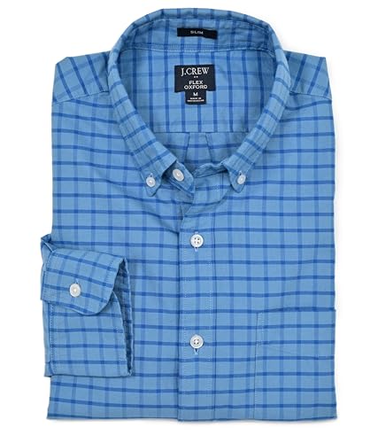J.Crew Mercantile Men's Slim-Fit Long Sleeve Flex Oxford Shirt (M, Serene Sky Yacht Blue)