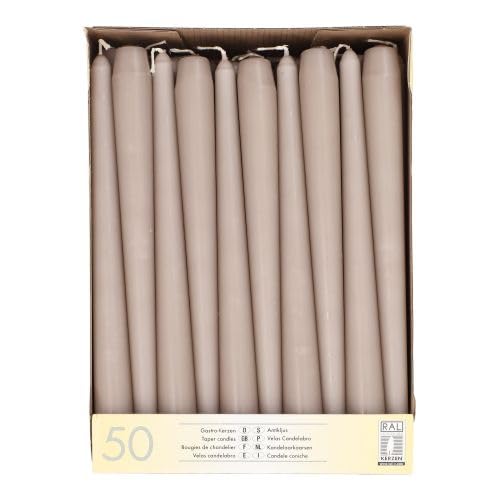 Papstar Leuchterkerzen Ø 2,2 cm, 25 cm greige 37254 Spitzkerzen Halterkerzen grau beige, 100 Stück