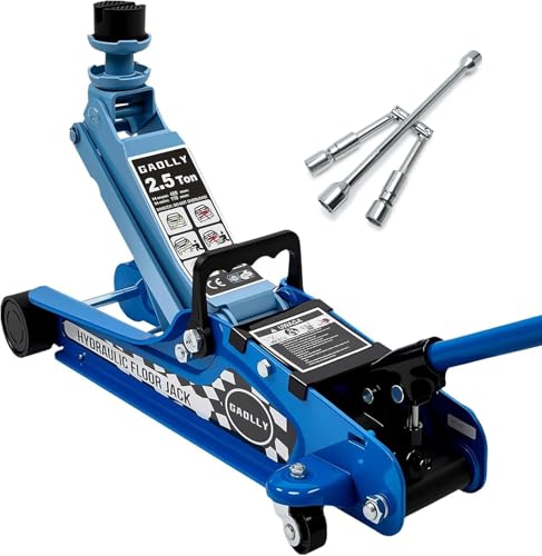 GAOLLY 2.5 Ton Floor Jack Low Profile Heavy-Duty Steel Racing with Single Piston Lift Pump with Lug Wrench Lifting Range 4.5-15.94 Blue