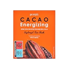 Petitfee Cacao Energizing Hydrogel Face Mask 5ea - Nourishing Facial Mask with Cacao Seed Butter, Brazil Nut, Pine Nut, Macadamia, Revitalizing, Hydrating Care