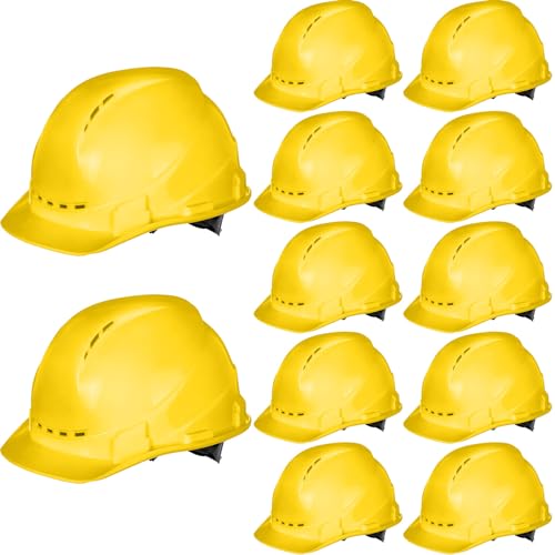 Xuhal 12 Pack 4 Point Suspension Hard Hats Bulk Safety Helmets, Yellow by Xuhal - Used condition - US$83.80