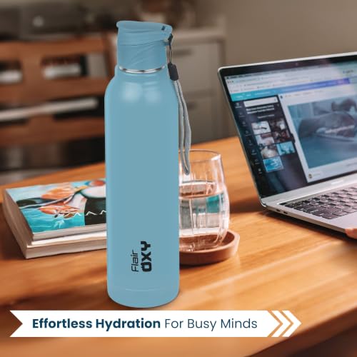 Image of FLAIR Oxy 900 Stainless Steel Water Bottle Set of 3 (650 ml Each), Assorted, Hot & Cold, Leakproof, BPA-Free, ISI Certified, Stainless Steel Bottle for Office, Gym, Travel, Trekking & Outdoor Sports