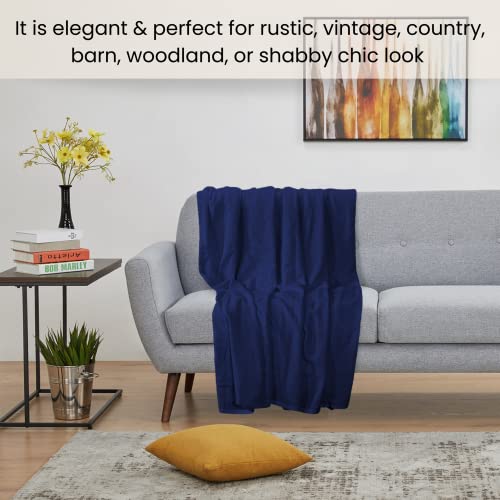 Cotton Clinic Waffle Bed Blanket - All Season Blanket - Soft Breathable Lightweight - Perfect For Layering Any Bed - Cozy Thermal Blanket For Sofa, Chair - Full Queen Size (90’’X90’’) - Navy #TOP5