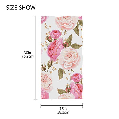 Beautiful Floral Pink Roses Hand Towels Soft Highly Absorbent Large Hand Towels 15 X 30Inch Fingertip Towels Bath Towel Multipurpose For Hand Face Bathroom Gym Hotel Spa #TOP2