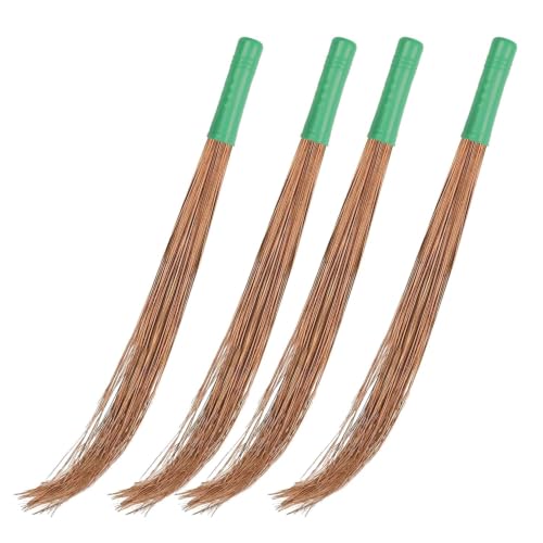 Image of Zureni Traditional Coconut Leaf Grass 40 inch Long Broomstick Washable Seekh Jhaadu with Firm & Comfortable Grip Ideal for Wet Surface Cleaning (Pack of 4, 400 Gm, Random Colors)