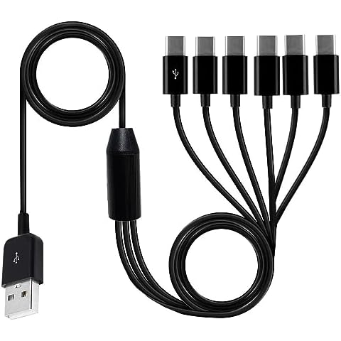 SplendoRoute Multi Charging Cable, USB C Splitter Cable 1.5ft, 6 in 1 USB 2.0 A Male to 6 USB C Male Charging Cord Compatible with Cell Phones Tablets and More Cover