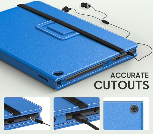 Image of MoKo Case Fits All-New Amazon Kindle Fire HD 10 & 10 Plus Tablet (13th /11th Generation, 2023 /2021 Release) 10.1 inch - Slim Folding Stand Cover with Auto Wake /Sleep, Blue