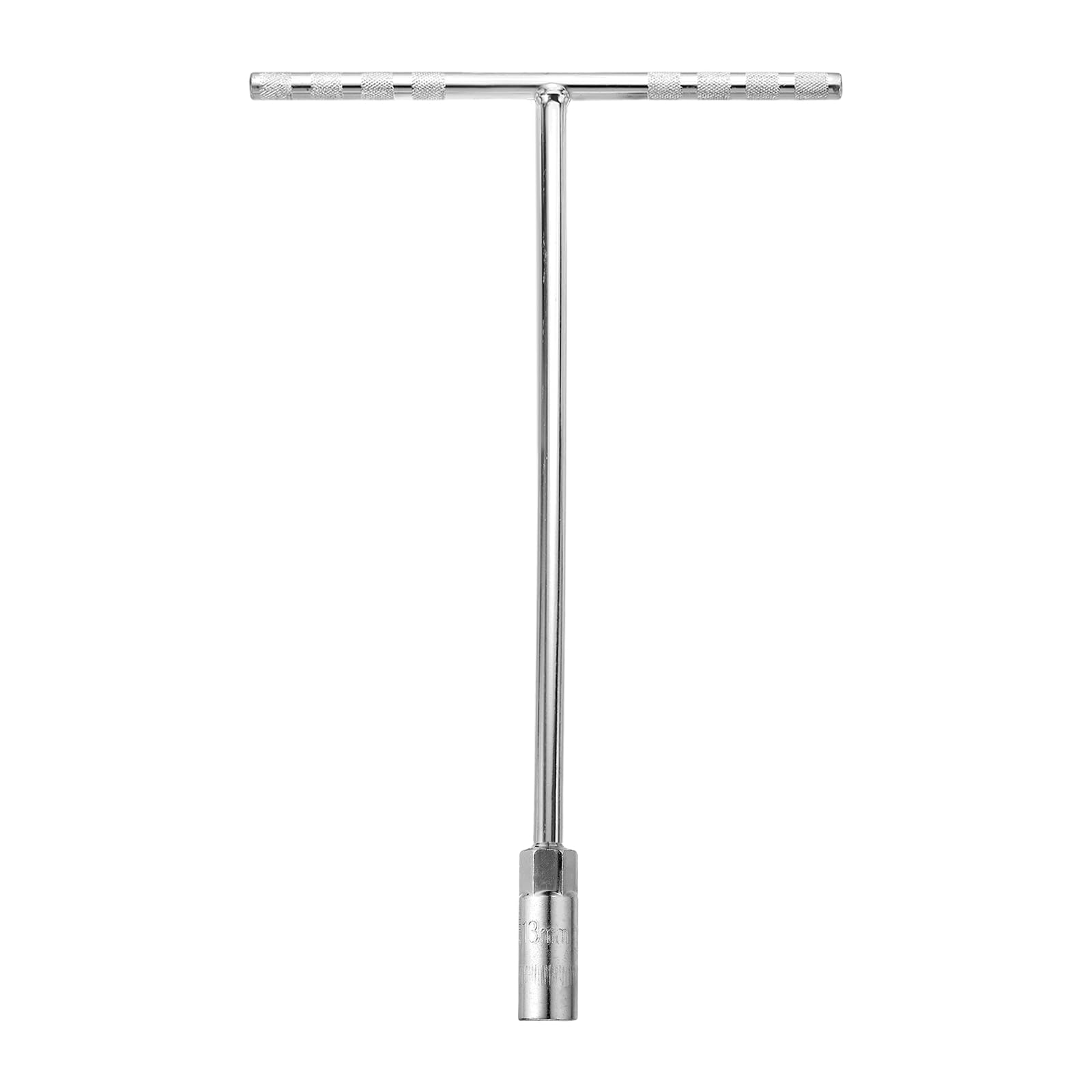 sourcing map T-Handle Wrench Socket, 6-Point Steel Metric Socket Wrench (13mm) with Long Reach for Motorcycle Bicycle Car Repair, Silver