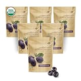 Sunsweet D'Noir Organic Prunes - Prunes Pitted Unsweetened & Dried - Gluten Free, Preservative Free, Vegan - Fiber & Minerals - 7 oz Pouch x 6 Pack