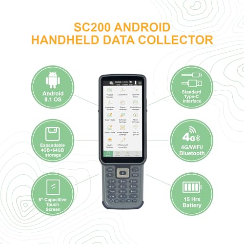 SingularXYZ SC200 Data Collector High Precision Surveying Instrument, IP67 Waterproof Design, 7000mAh Battery, Suitable for Terrain Measurement and Engineering Survey Tasks