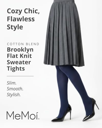 Image of MeMoi Brooklyn Flat Knit Sweater Tights for Women, Cotton Blend XS-6X