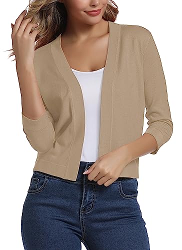 Urban CoCo Women's Cropped Cardigan Shrug 3/4 Sleeve