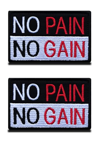 2 Stück Kein Schmerz, kein Gewinn"No Pain No Gain" Lustige Motivierend Bänder Patch für Airsoft Cosplay Paintball Taktische Biker Kleidung Rucksack Uniform Weste Hundegeschirr