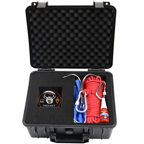 Fishing Magnet Kit with Rope, Fishing Magnets 700 LBS Pulling-Includes Grappling Hook, Heavy Duty 65FT Rope, Gloves & Locking Carabiner,Threadlocker and Waterproof Carry Case - 2.95inch Diameter - Thumbnail 2