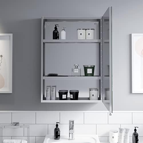 Artis Single Door Bathroom Mirror Cabinet Cupboard Stainless Steel Wall Mounted Mirror Non Illuminated 500 x 700mm
