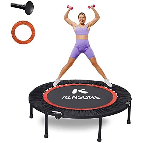KENSONE 40" Mini Trampoline Rebounder Trampoline for Adults Small Fitness Trampoline for Kids Bounce Exercise, 1 Extra Orange Cotton Safety Pad Included, Max Load 330 LBS Cover