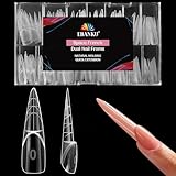 EBANKU 150PCS 3D Reverse French Dual Nail Forms, Transparente Polygel Tips Nagelformen Dual Tips Nägel für Nagelverlängerung Verlängerung Nagel Gel Formen Set für Polygel Extension(Mandel)
