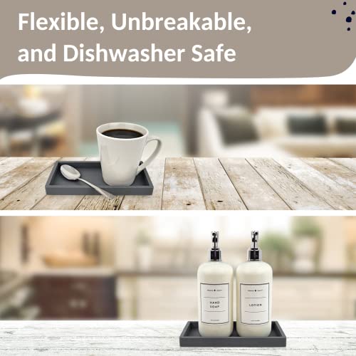 Spacewiser Countertop And Vanity Tray – Small 7.4" Silicone Soap Dispenser Tray, Shatterproof Flexible Bathroom Tray, Kitchen Sink Tray For Soap Bottles, Key Trinket Ring Tray, Original Silicone Tray #TOP3