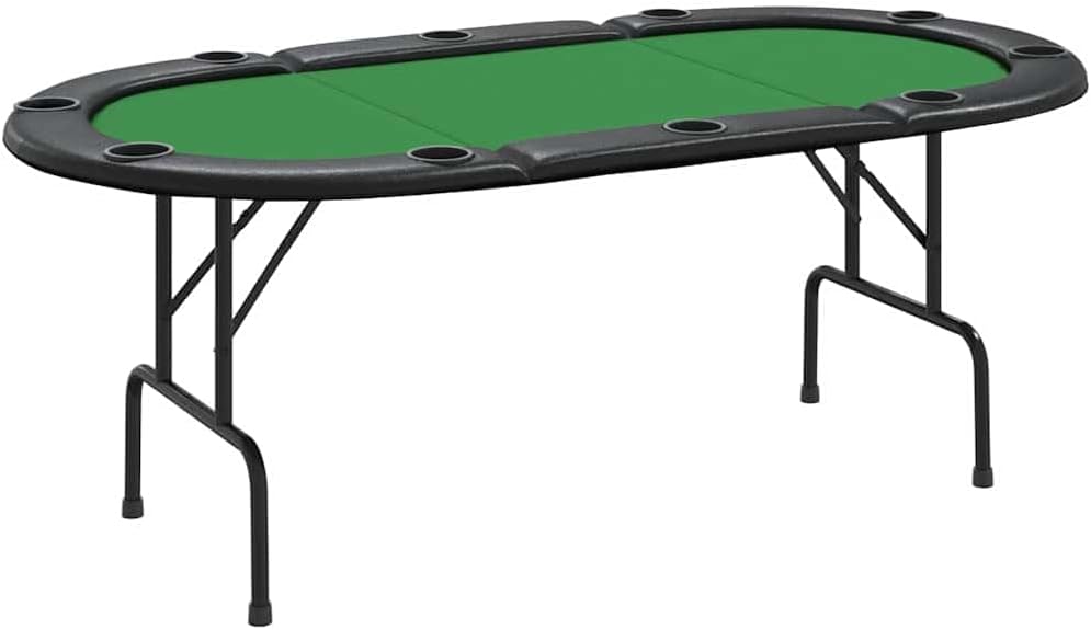 SKM Poker Table Green Engineered Wood, Steel, Felt, Artificial Leather,Green (Weight 57.1KG)