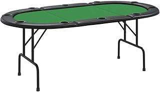 vidaXL Pokertisch, Spieltisch mit Getränkehaltern, Klappbarer Poker Tisch in Casinoqualität, Casino Kartenspiel Tisch für 10 Spieler, Grün, 207x106x76 cm