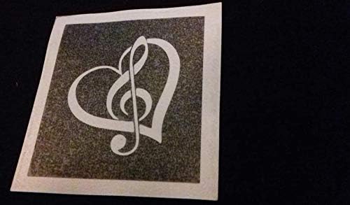 10 x Music Clef Note in Heart Stencils for Etching on Glass