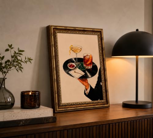 Cocktail Whiskey Record Player Art, Framed Martini Canvas Prints, 9x11in by CXKAWM - Used condition - Image 2