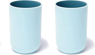 RabyLeo Juego de 2 vasos de plástico irrompibles y reutilizables de 300 ml, aptos para lavavajillas (azul claro y azul claro)