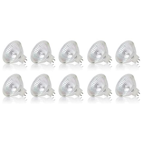 Simba Lighting Halogen MR16 20W 12V Light Bulbs (10 Pack) for Landscape, Track Lights, Fiber Optics, Desk Lamps, BAB C Spotlights with Glass Cover, GU5.3 Bi Pin Base, 2700K Warm White Dimmable Cover