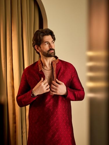 Image of SOJANYA Men's Silk Blend Solid (Since 1958, Kurta & Dhoti Set